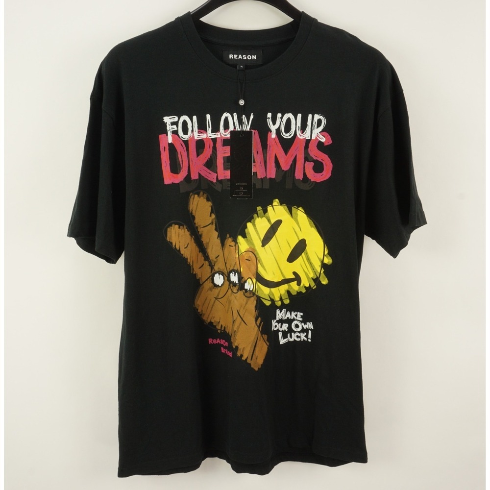 New Reason Brand Make Your Own Luck‎ Graphic Tee Men's XL Black T-Shirt Dreams